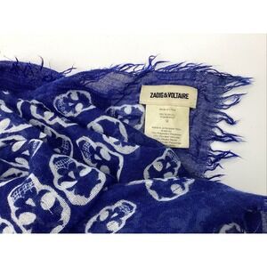 Zadig & Voltaire Blue and White Skull Print Scarf
